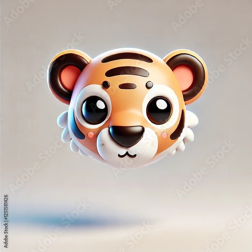 3D Cartoon Vector Tiger Head Icon