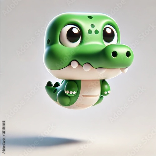 3D Cartoon Vector Crocodile Head Icon