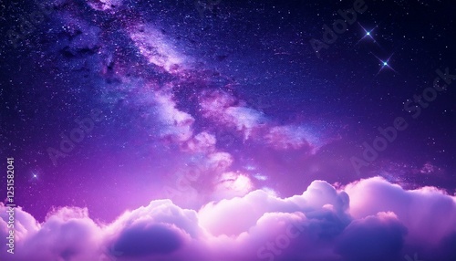 purple gradient mystical moonlight sky with clouds and stars phone background wallpaper