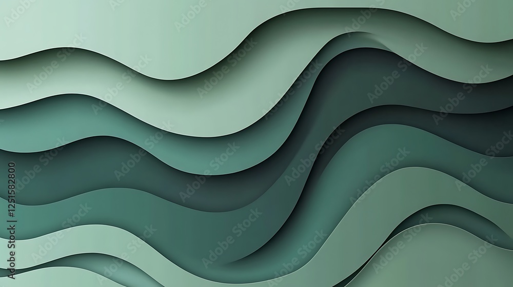 Abstract Green Wavy Layers Design Background Abstract Green Wavy Layers Design Background