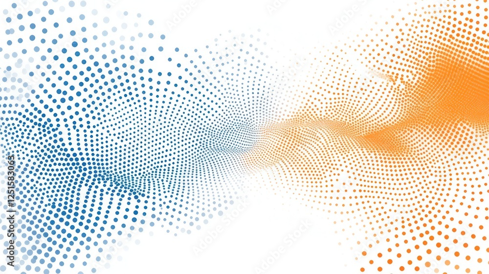 Abstract swirling blue orange dots digital background Abstract swirling blue orange dots digital background