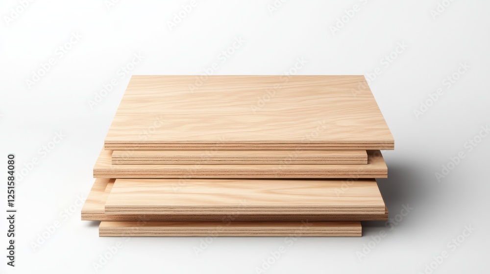 Stacked Wooden Planks on a Light Background for Construction and Crafting Projects Stacked Wooden Planks on a Light Background for Construction and Crafting Projects