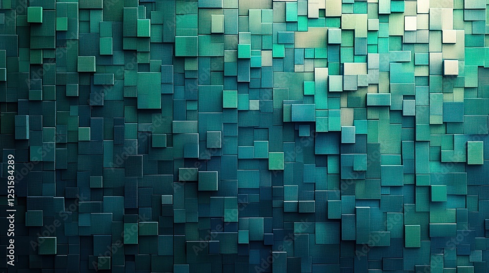 Fototapeta premium Teal Cubic Abstract Background Texture