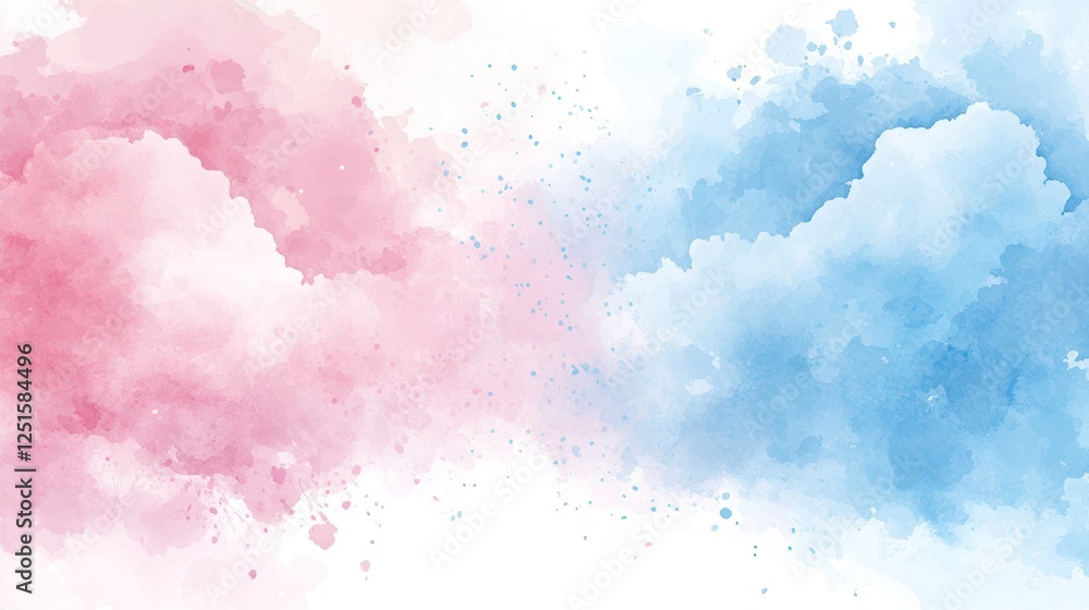 Pink blue watercolor cloudscape background design Pink blue watercolor cloudscape background design