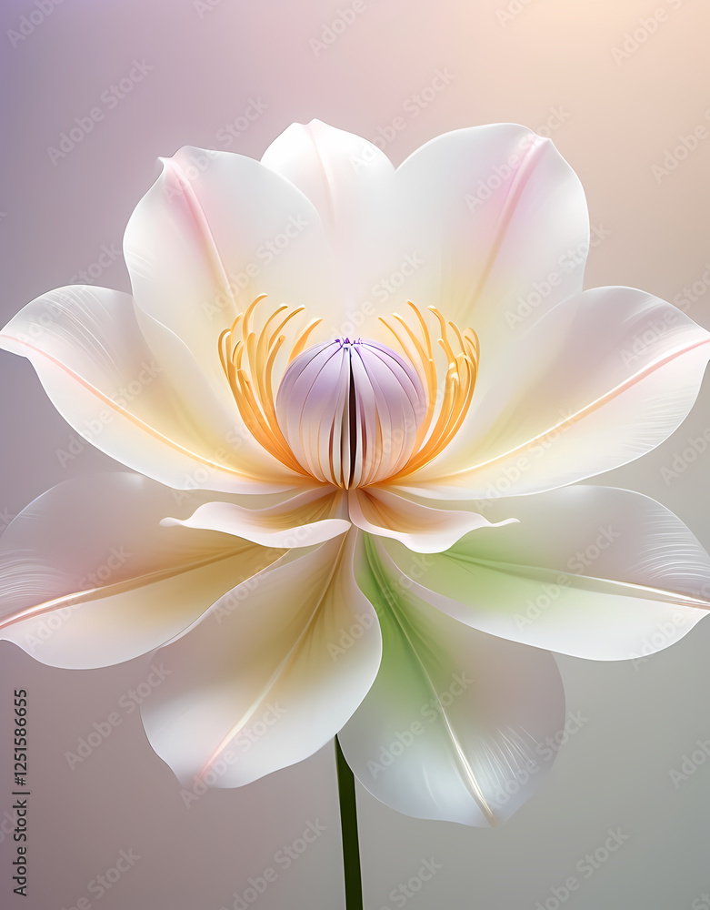 このデジタルグラフィックリソースは、繊細で洗練された花を描いており、パステルトーンの花びらと柔らかな光がその美しさを際立たせています。現実と夢の狭間に浮かぶような印象を与え、調和、エレガンス、純粋さを感じさせます。デザインプロジェクト、高級ブランディング、アートイラスト、装飾、洗練されたパッケージデザインに最適です。
このデジタルグラフィックリソースは、繊細で洗練された花を描いており、パステルトーンの花びらと柔らかな光がその美しさを際立たせています。現実と夢の狭間に浮かぶような印象を与え、調和、エレガンス、純粋さを感じさせます。デザインプロジェクト、高級ブランディング、アートイラスト、装飾、洗練されたパッケージデザインに最適です。