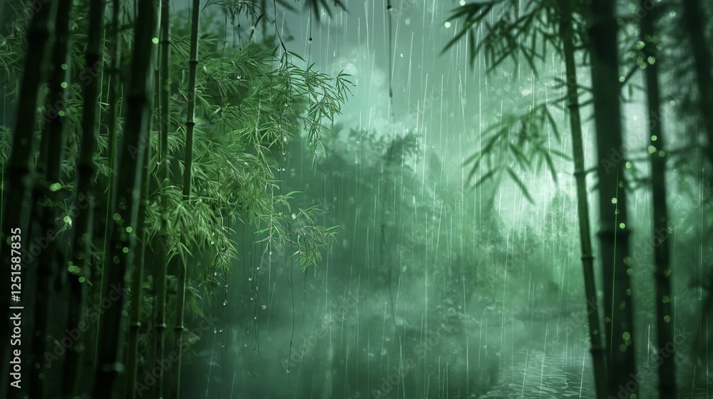 Obraz premium When it rains the bamboo forest is filled with the_002