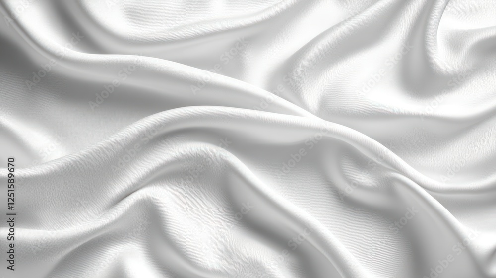 White silk fabric drapes, soft folds, studio backdrop, elegant texture White silk fabric drapes, soft folds, studio backdrop, elegant texture