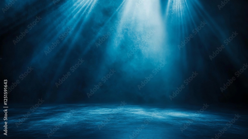 Fototapeta premium Submerged aquatic scene with ethereal light rays piercing through serene water depths