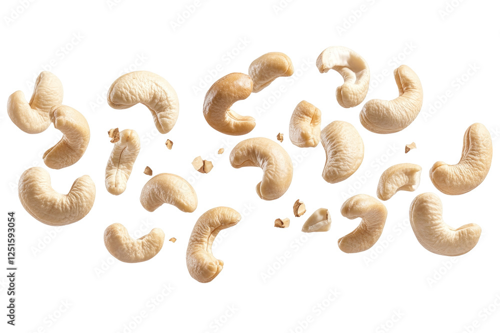 Cashew nut failing and flying in the air Cashew nut failing and flying in the air