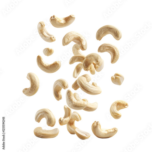 Cashew nut failing and flying in the air 