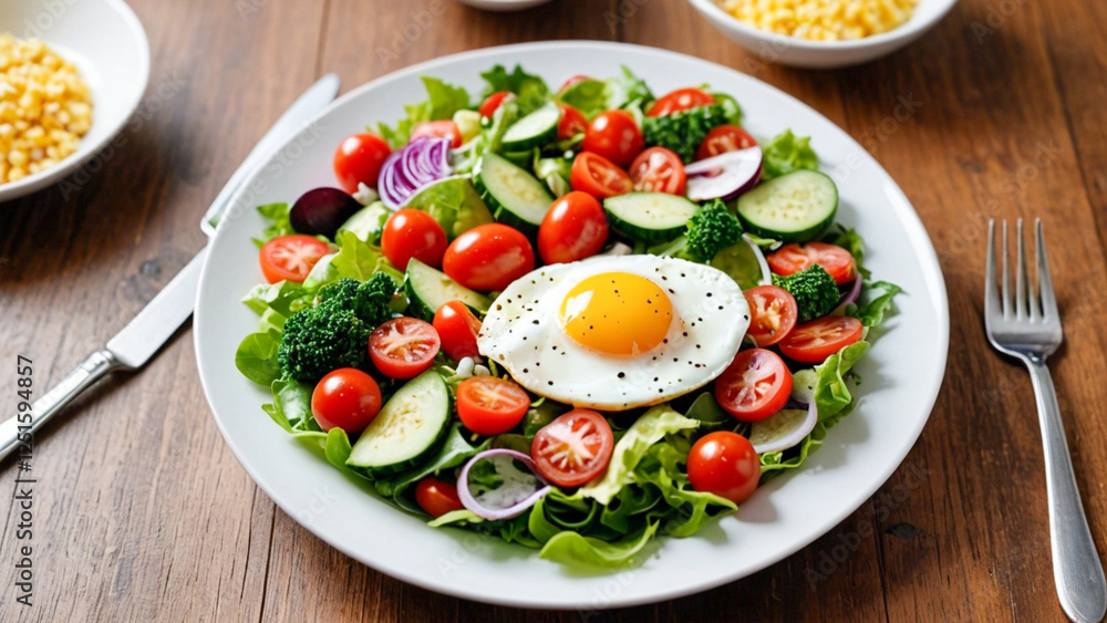 Fresh Salad with Sunny Egg Delight Fresh Salad with Sunny Egg Delight