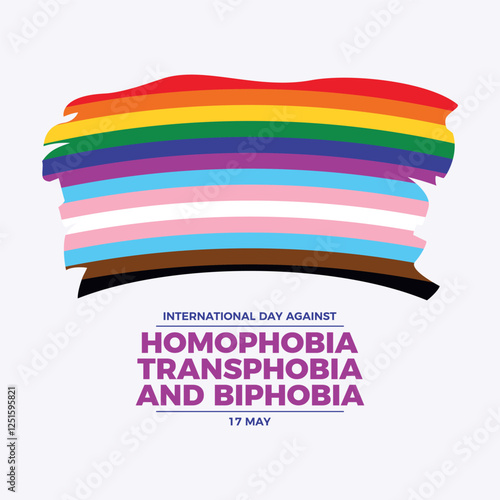 International Day Against Homophobia, Transphobia and Biphobia poster vector illustration. LGBT and transgender grunge flag icon. LGBTQIA paintbrush flag symbol. Template for background, banner, card
