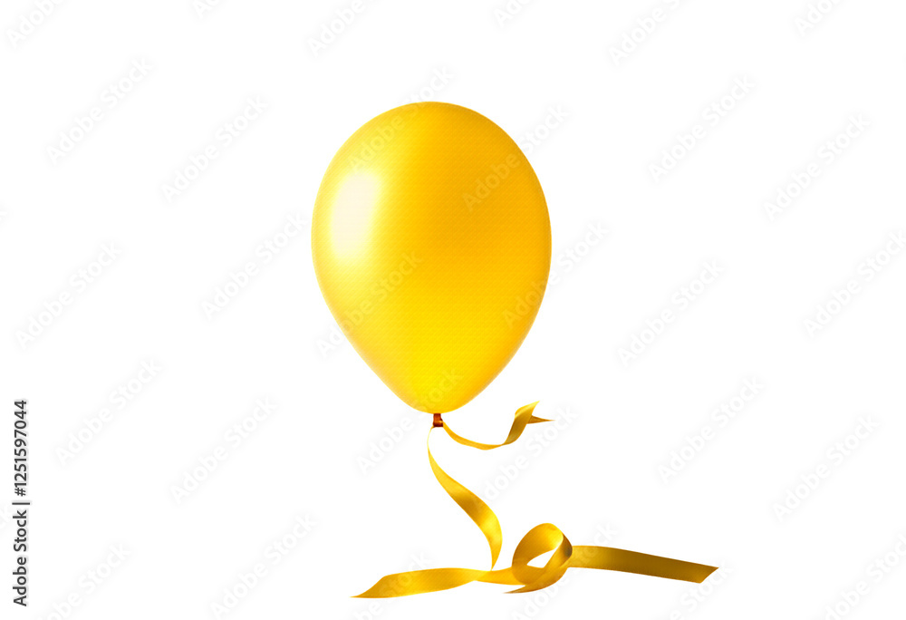 yellow ribbon birthday isolated joy glad festive celebration white decoration celebrate background party balloon