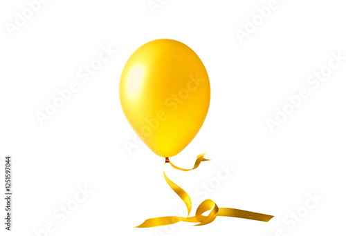 Obraz na płótnie yellow ribbon birthday isolated joy glad festive celebration white decoration celebrate background party balloon w salonie