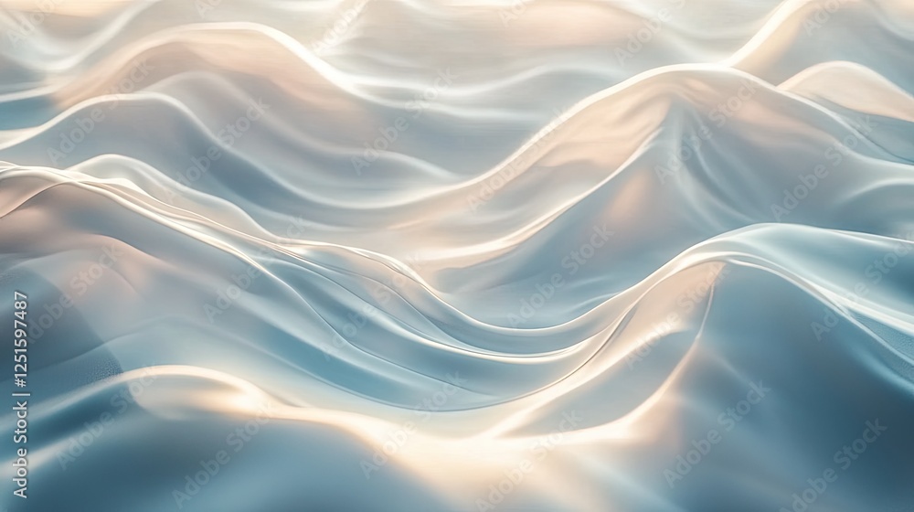Obraz premium Abstract white satin waves with a soft glow and gentle ripples. Minimalist luxury. -