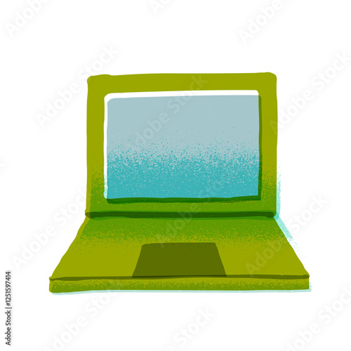 ノートパソコンの手描きイラスト素材