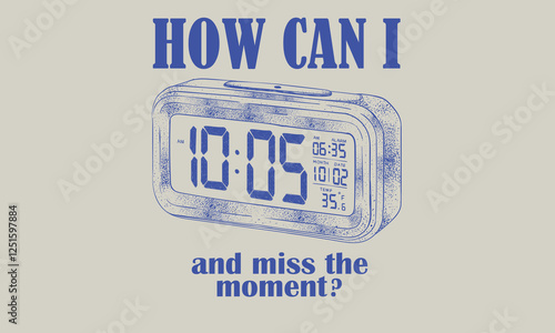 Table alarm clock vintage artwork for poster, sticker, apparel and others.