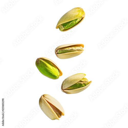 Pistachios flying in the air 