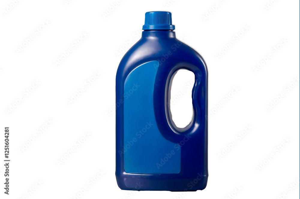 Compact blue detergent bottle with flip top cap, ideal for laundry and cleaning purposes. Isolated