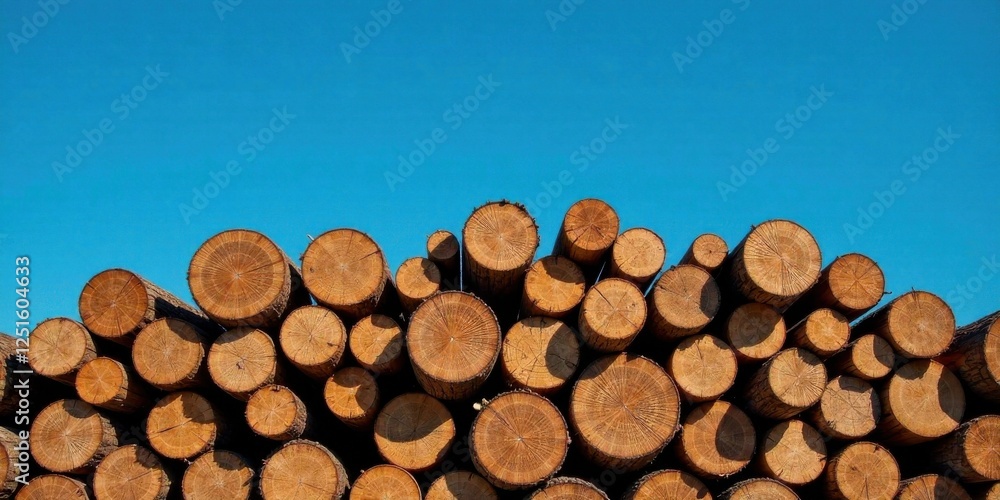 A majestic pile of freshly cut lumber against a vibrant azure sky, showcasing the natural beauty and texture of the wood. A majestic pile of freshly cut lumber against a vibrant azure sky, showcasing the natural beauty and texture of the wood.