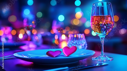 Romantic Dinner Setting with Heart Decorations