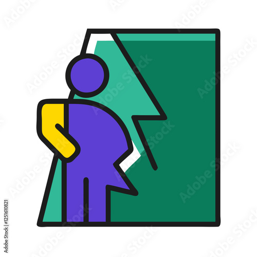 Abstract figure representing hidden realms in vibrant colors