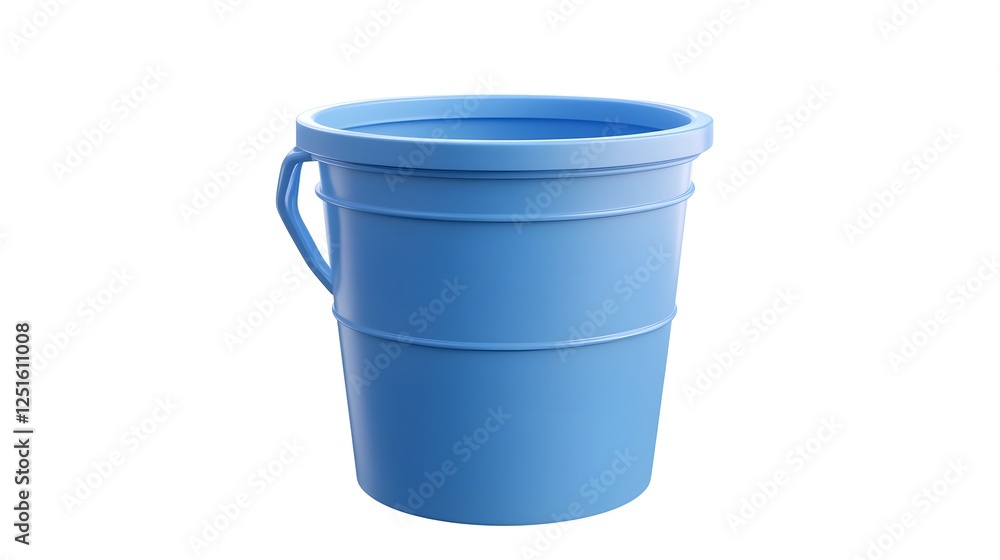 Large Blue Plastic Bucket on Plain White Background Large Blue Plastic Bucket on Plain White Background