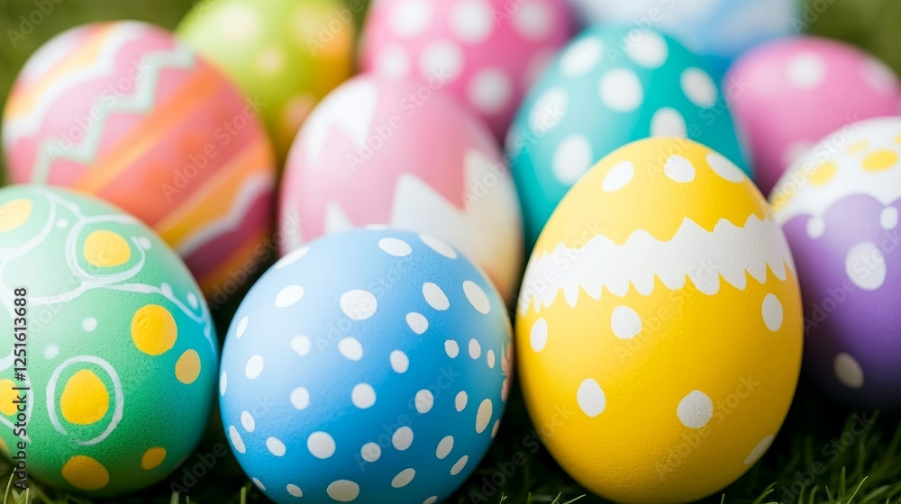 Colorful Painted Easter Eggs in Grass. Colorful Painted Easter Eggs in Grass.
