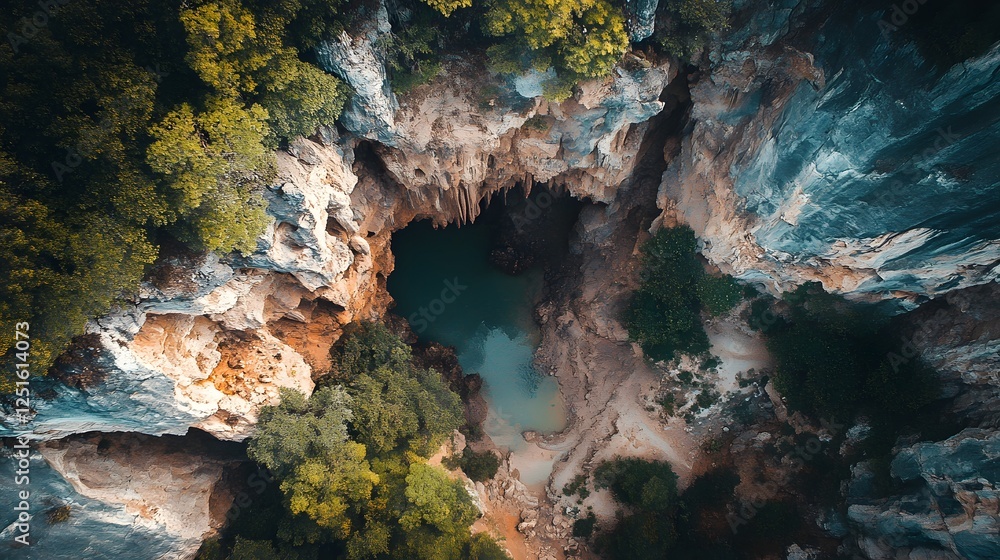 Aerial view of lush green forest, vibrant treetops and winding river create a serene natural landscape ideal for outdoor themes. Aerial view of lush green forest, vibrant treetops and winding river create a serene natural landscape ideal for outdoor themes.