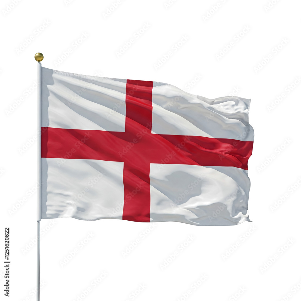 Fototapeta premium Waving flag of England in white background. England flag for independence day. The symbol of the state on wavy fabric
