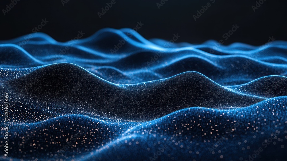 Abstract Blue Data Wave, Dark Background, Technology Concept Abstract Blue Data Wave, Dark Background, Technology Concept