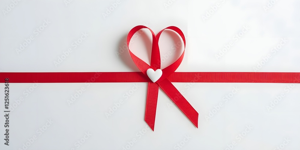 A red ribbon tied into a simple bow, featuring a tiny white heart symbol at the knot, representing health and care on a minimal white background2 A red ribbon tied into a simple bow, featuring a tiny white heart symbol at the knot, representing health and care on a minimal white background2