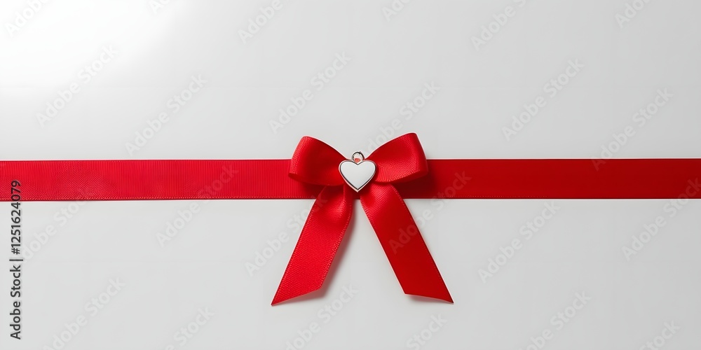 A red ribbon tied into a simple bow, featuring a tiny white heart symbol at the knot, representing health and care on a minimal white background6 A red ribbon tied into a simple bow, featuring a tiny white heart symbol at the knot, representing health and care on a minimal white background6