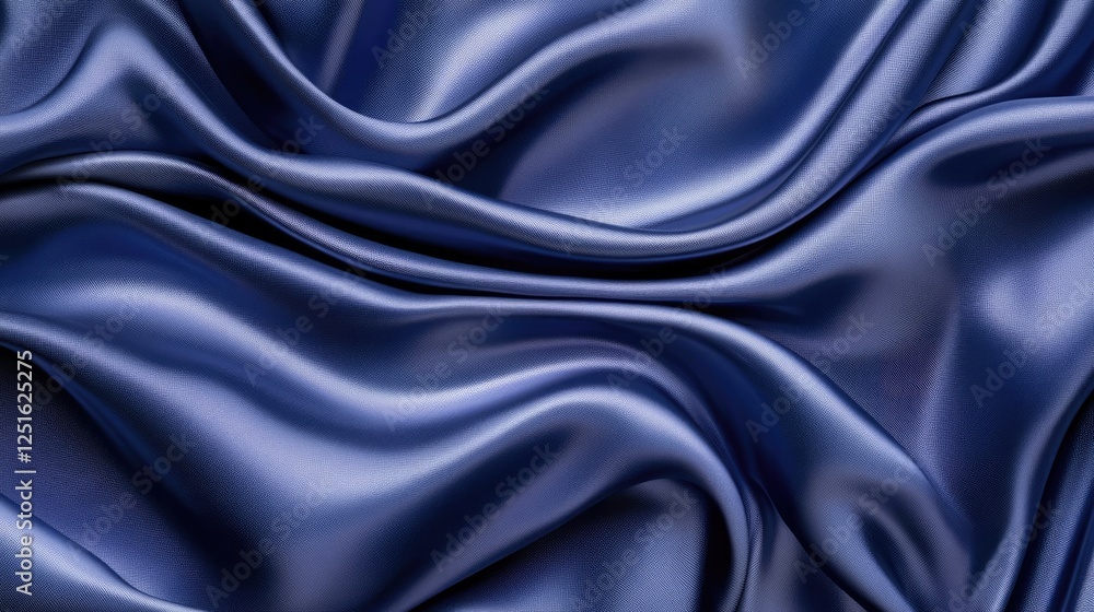 Fototapeta premium Rich navy blue silk fabric with natural flowing folds and highlights. Elegant luxury background.
