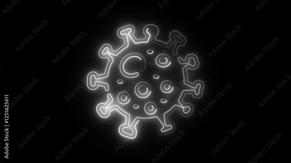 Glowing neon Coronavirus icon isolated on black background. HD Video motion graphic animation Glowing neon Coronavirus icon isolated on black background. HD Video motion graphic animation