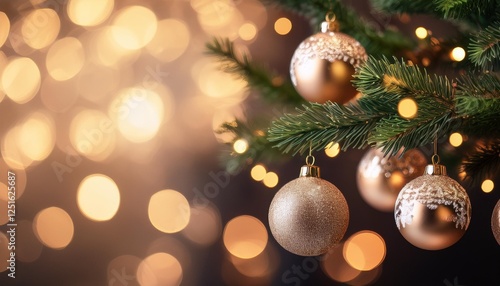 christmas decorations close up with bokeh