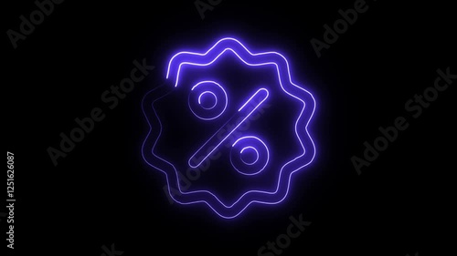 Glowing neon Discount icon isolated on black background. HD Video motion graphic animation photo