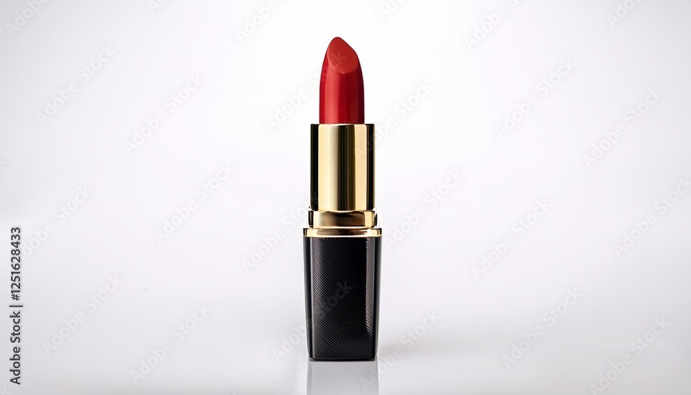 high quality image of a red lipstick in stylish black and gold casing isolated on a white background ideal for beauty products and makeup visuals high quality image of a red lipstick in stylish black and gold casing isolated on a white background ideal for beauty products and makeup visuals