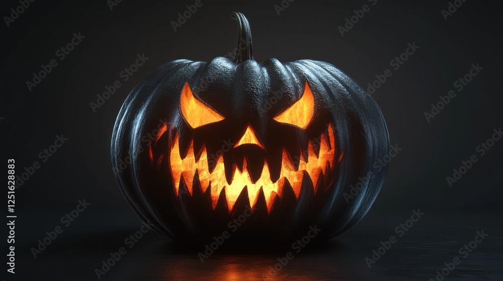 Glowing Halloween pumpkin, dark studio, scary face, October Glowing Halloween pumpkin, dark studio, scary face, October