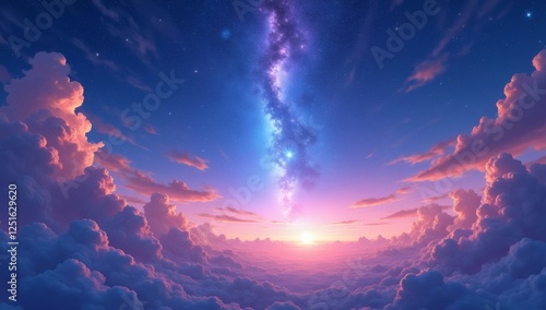 Heavenly star falls: Captivating anime sky wallpaper in digital art style, background with space 
