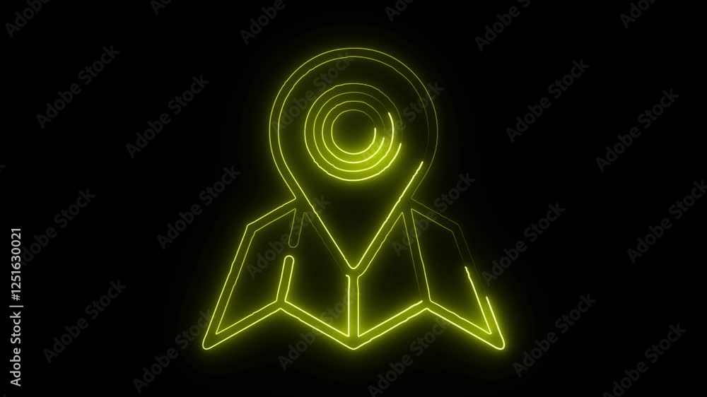 Glowing neon Location icon isolated on black background. HD Video motion graphic animation Glowing neon Location icon isolated on black background. HD Video motion graphic animation