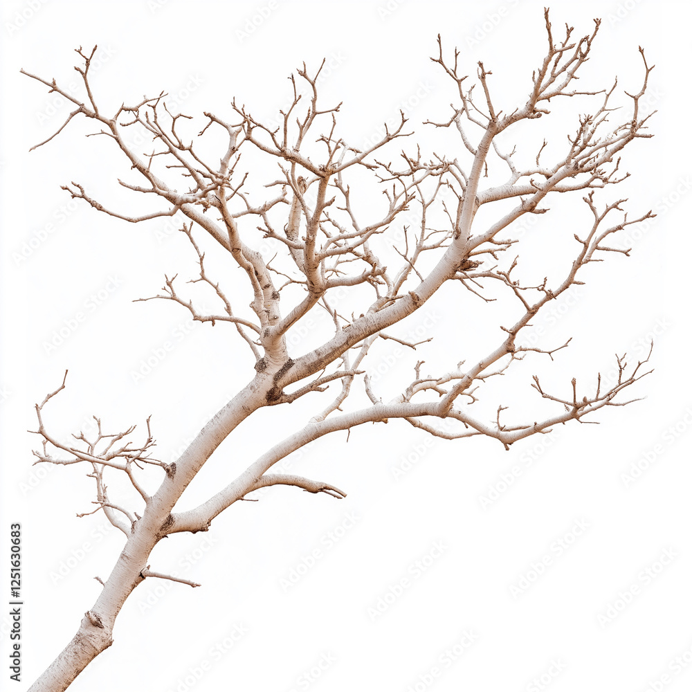 Dry tree branch isolated on a white background with artistic composition. Single bare tree branch photographed isolated against a plain white background in detail. Dry tree branch isolated on a white background with artistic composition. Single bare tree branch photographed isolated against a plain white background in detail.