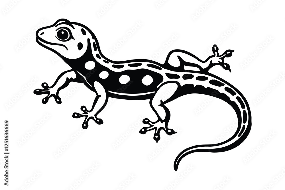 Naklejka premium Silhouette of gecko isolated on a white background