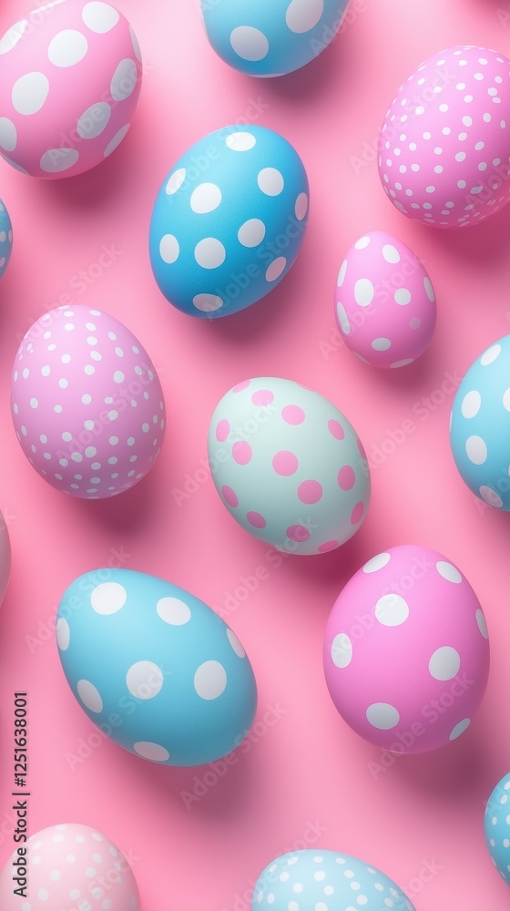 Beautiful Easter card mockup featuring colorful painted eggs on pink background Beautiful Easter card mockup featuring colorful painted eggs on pink background