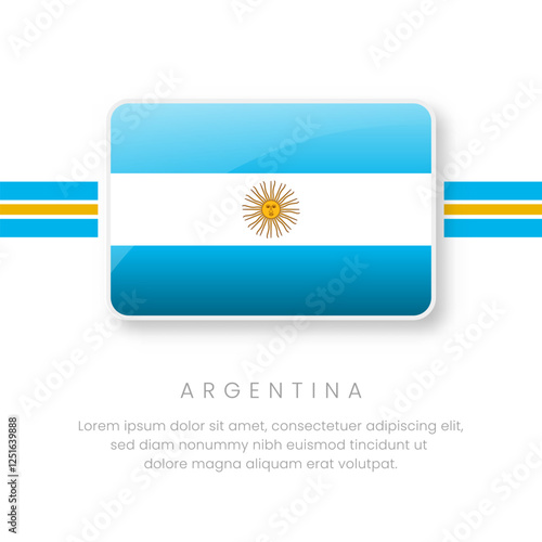 National Argentina Flag.Vector Argentina Button Flag. Realistic National Flag Design and Vector Template.