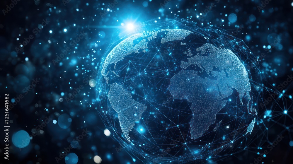 Global network connection, digital data, space, glowing, future technology, website banner Global network connection, digital data, space, glowing, future technology, website banner