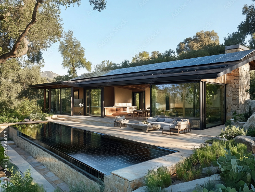 Modern large house with solar panels installed to improve the ecology of nature and a safe and environmentally friendly way of extracting electricity
Modern large house with solar panels installed to improve the ecology of nature and a safe and environmentally friendly way of extracting electricity