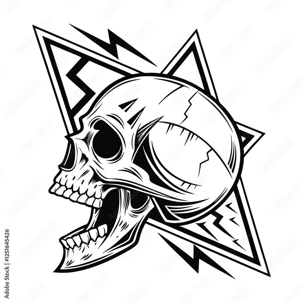 Obraz premium A futuristic cybernetic demon mask with intricate mechanical details, sharp metallic edges .