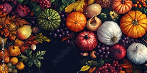 An artistic arrangement of autumnal produce in an inviting display photo