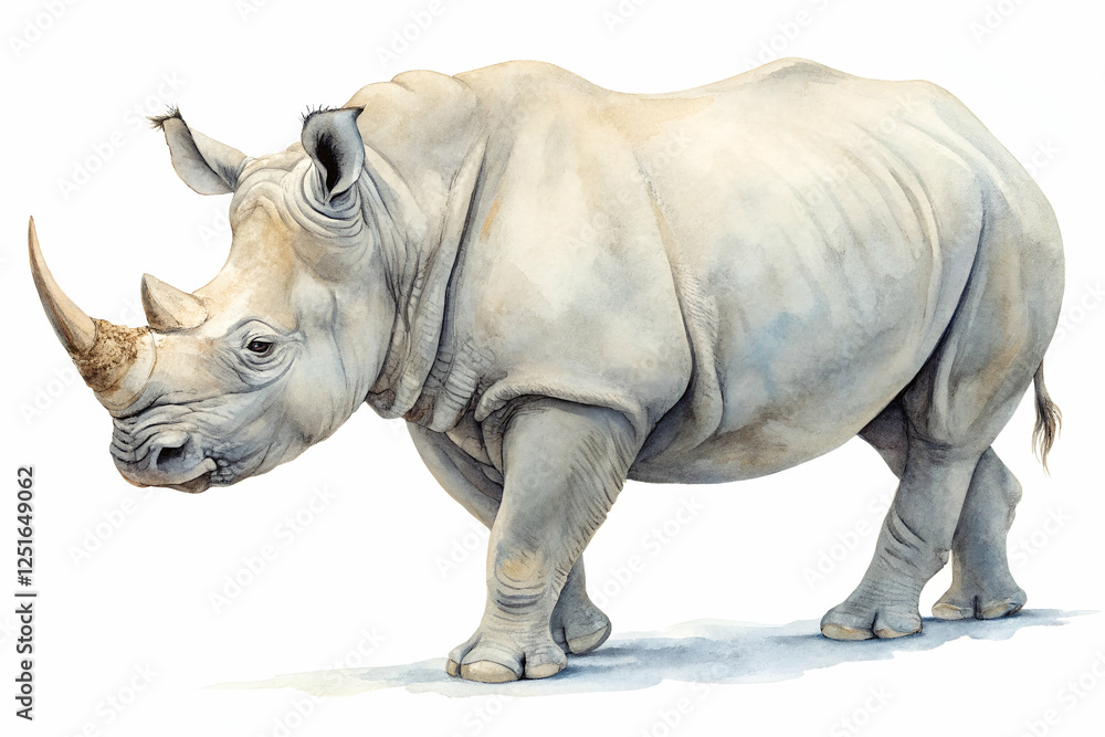 Fototapeta premium Detailed Illustration Of A White Rhinoceros Portrait